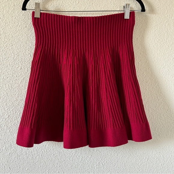 Express Fit Flare Skirt Small Tulip Red 3D Texture Sexy Date Party Valentines - Picture 1 of 7